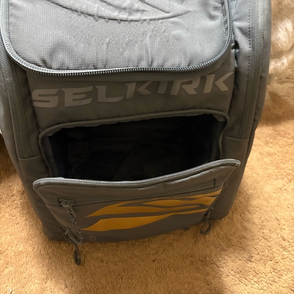 Stylish Gray pickleball Backpack with Gold Accents - Picture 3 of 14